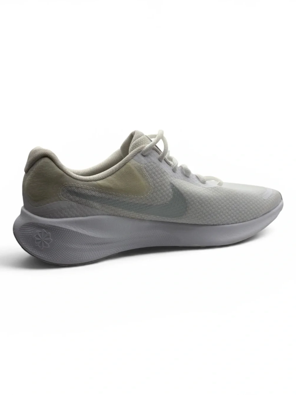 Nike Men’s SZ 8 Nike Revolution Sneaker White/Cream w/ Silver Nike Logo - Picture 4 of 7